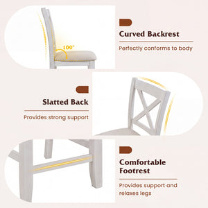 Set of 4 Modern Farmhouse Counter Height Stools with Footrest-White view 7