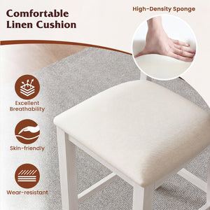 Set of 4 Modern Farmhouse Counter Height Stools with Footrest-White view 8