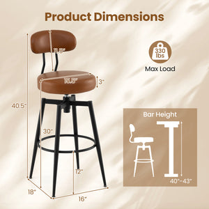 Set of 4 Swivel Barstools Faux Leather with Upholstered Seat and Back-Brown view 3