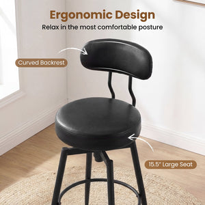 Set of 4 Swivel Barstools Faux Leather with Upholstered Seat and Back-Black view 8