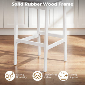 Set of 4 Upholstered Barstool 29.5 Inch Bar Height with Solid Rubber Wood Frame-White view 6