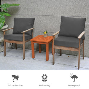 Set of 6 Deep Seat Chair Cushion Pads Set with Rope Belts for Indoor and Outdoor-Gray view 7