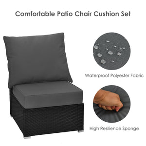 Set of 6 Deep Seat Chair Cushion Pads Set with Rope Belts for Indoor and Outdoor-Gray view 8