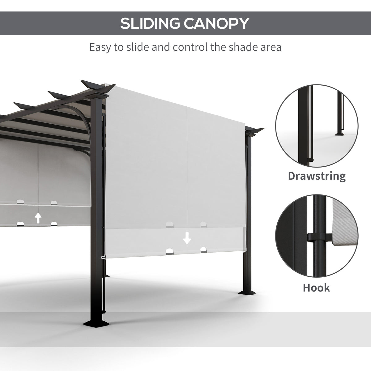 10' x 10' Outdoor Pergola Patio Gazebo Canopy Sun Shelter, Steel Frame, Beige – view 25