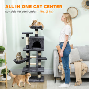 52 Inch Large Cat Tree for Indoor Cats, Dark Grey – view 3