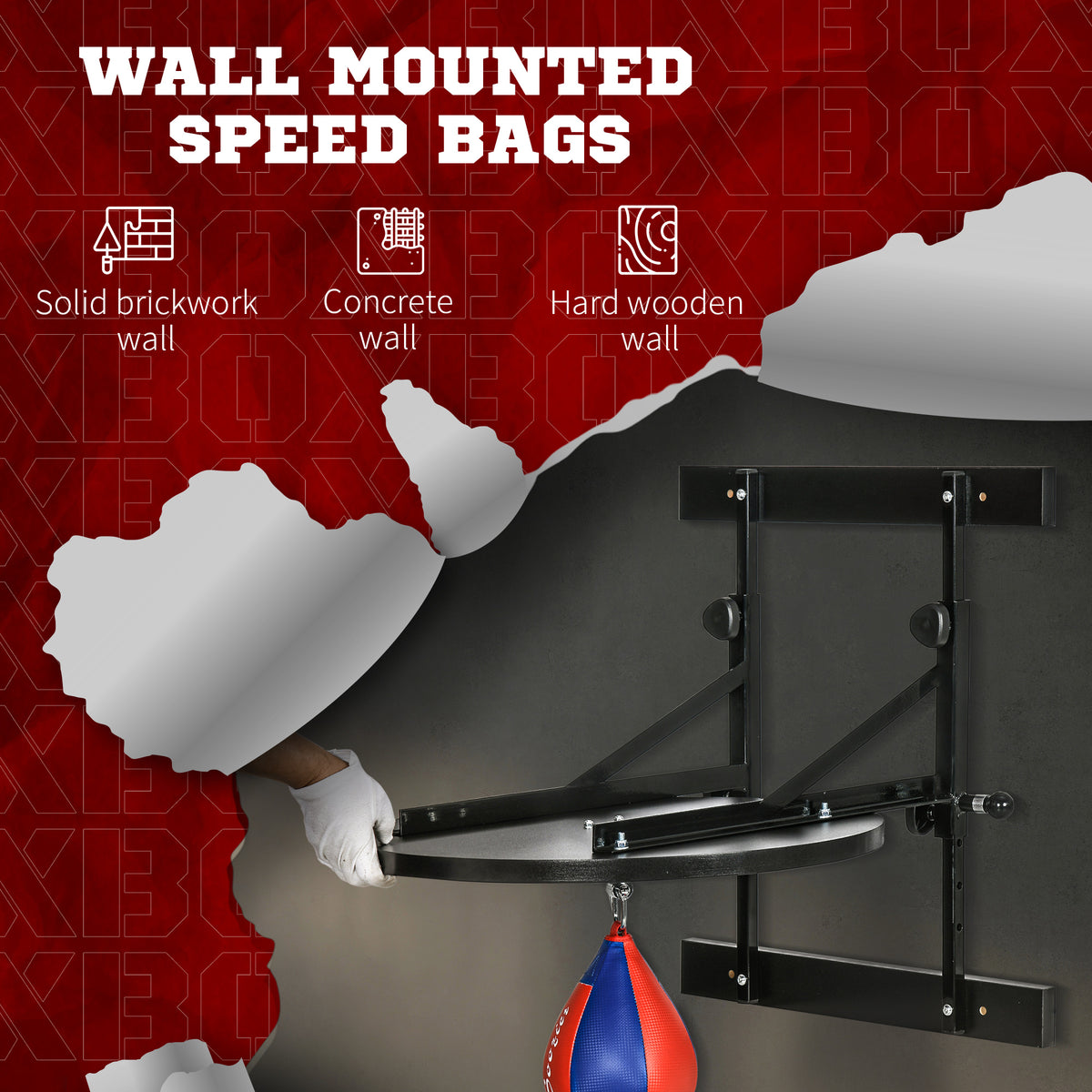 Soozier Adjustable Speed Bag Platform, Wall Mounted Speed Bag Boxing, 360° Swivel Training Equipment for Home, Gym