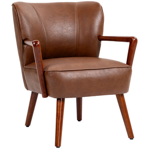 Accent Chair, Modern Armchair, Faux Leather Upholstered Living Room Chair with Wood Legs and Wide Padded – view 8