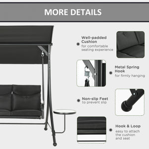 3 Seat Outdoor Swing Chair Steel Swing Bench Porch Swing With Adjustable Canopy – view 12