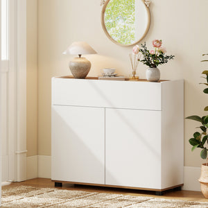 Sideboard Buffet Cabinet with Storage Wooden Kitchen Storage Cabinet-White view 3