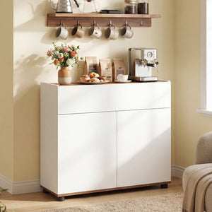 Sideboard Buffet Cabinet with Storage Wooden Kitchen Storage Cabinet-White view 6