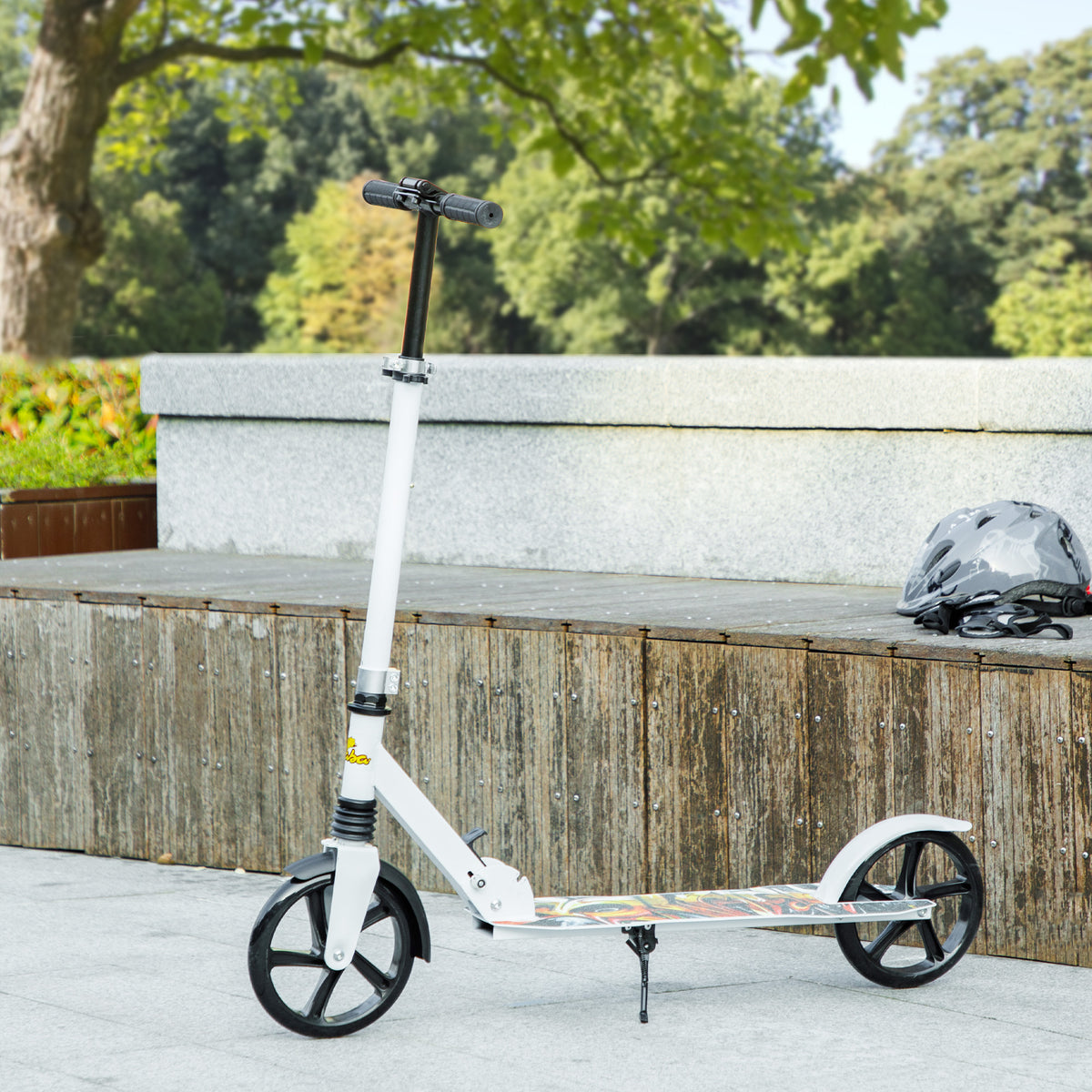 Qaba Kick Scooter for Kids Ages 6-12 with Adjustable Height, Rear-Fender Brake, 200mm Big Wheel, Foldable Design