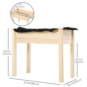 34"x18"x30" Wooden Raised Garden Bed, Elevated Planter Box with Legs, Drainage Holes, Inner Bag for Garden – view 7