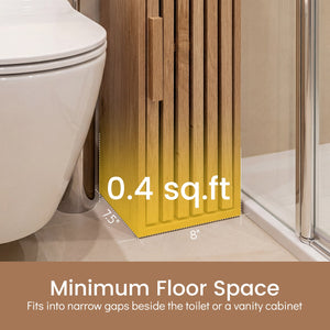 Slim Bathroom Cabinets Freestanding Toilet Paper Holder Stand with Door-Natural view 7