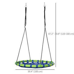 40 Inch Saucer Tree Swing Set for Kids with Adjustable Hanging Ropes, Steel Frame for Kids, 330lbs Capacity, Blue