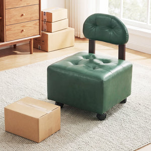 Small Rolling Footrest Stools Set of 2 with Lockable Wheels-Green view 6
