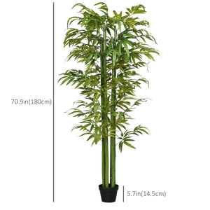 Set of 2 6 FT Artificial Tree Bamboo Tree Fake Plants in Pot for Home Office Living Room Decor, Green