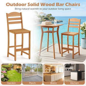 Solid Acacia Wood Bar Stools Heavy-duty Outdoor Barstools with 400 LBS Max Load view 8