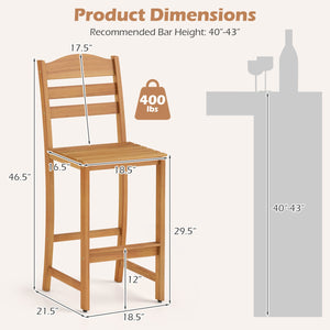 Solid Acacia Wood Bar Stools Heavy-duty Outdoor Barstools with 400 LBS Max Load view 4