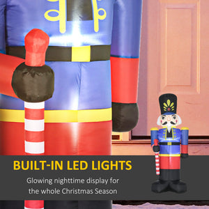 Christmas Outdoor Yard Colorful 8ft Blow Up Inflatable Walnut Soldier with Scepter Decoration with 3 LED for Indoor Outdoor House Party Display