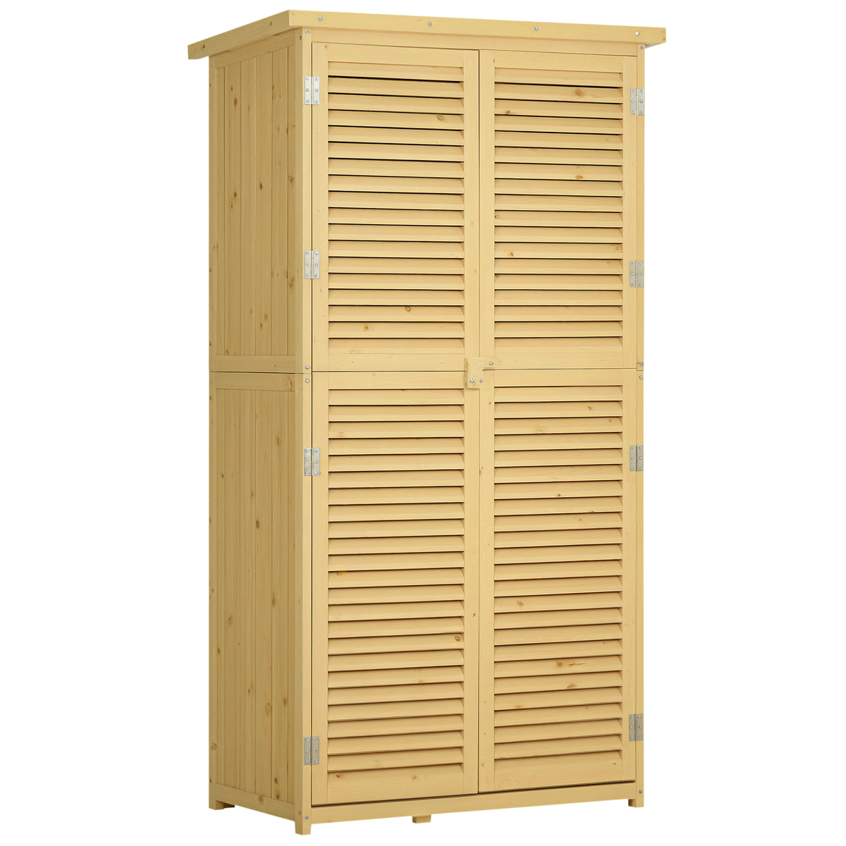 3' x 5' Wooden Garden Storage Shed, Sheds & Outdoor Storage with Asphalt Roof & 2 Large Wood Doors with Lock, Natural