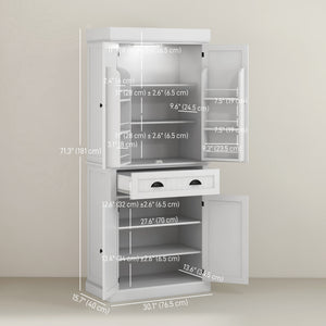 71" Kitchen Pantry Cabinet with LED Lights, 6 Spice Racks, a Drawer and 4 Adjustable Shelves, Black – view 9
