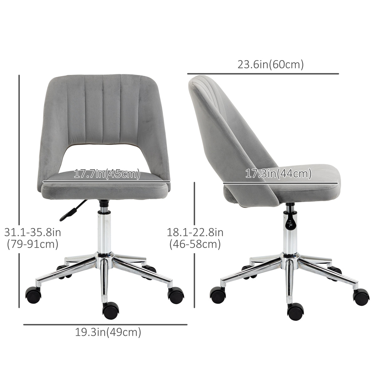 Mid Back Office Chair Velvet Fabric Swivel Scallop Shape Computer Desk Chair, Green – view 44
