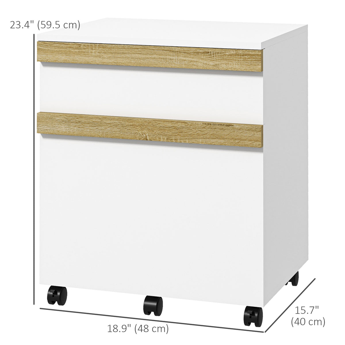 Mobile Filing Cabinet with 2 Drawers, Office Storage Cabinet with 5 Wheels, Black Wood Grain