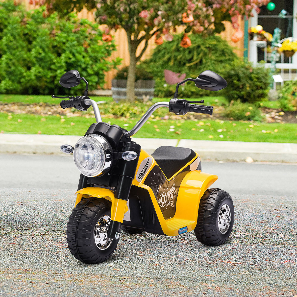 Aosom Kids Electric Motorcycle 6V Battery Powered Ride-On Dirt Bike 3-Wheels Motorbike with Horn Headlights Realistic Sounds 1.24mph Speed for Girls Boy 18 - 36 Months