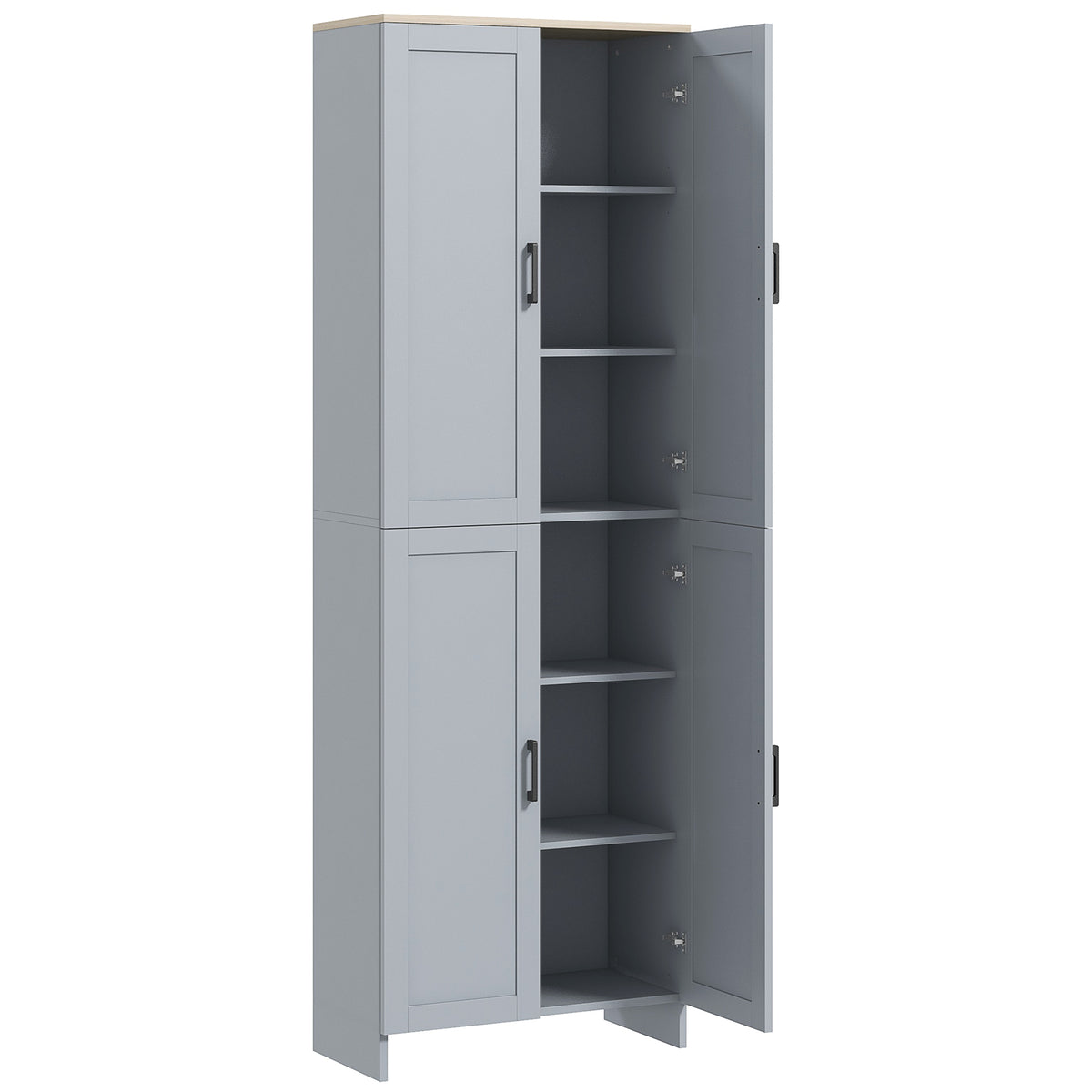 67" 4-Door Kitchen Pantry Cabinet, Freestanding Storage Cabinet Cupboard with Adjustable Shelves, Black – view 8