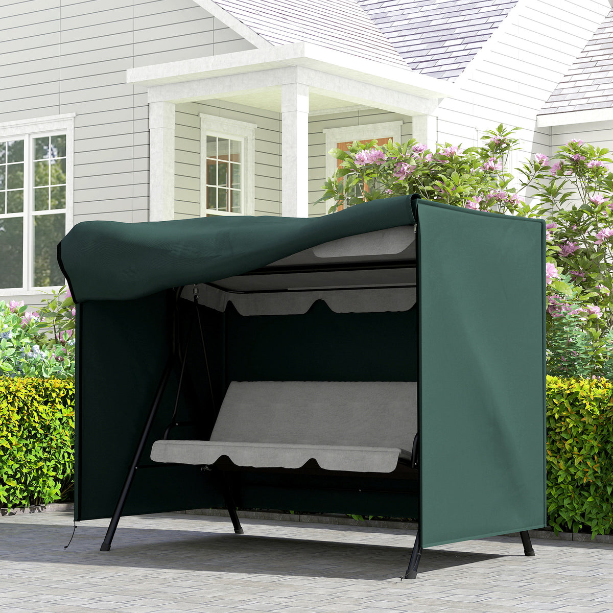 3-Seater Patio Swing Cover, Outdoor Garden Furniture Protection Hammock Glider Cover, 81" x 49" x 65" – view 7