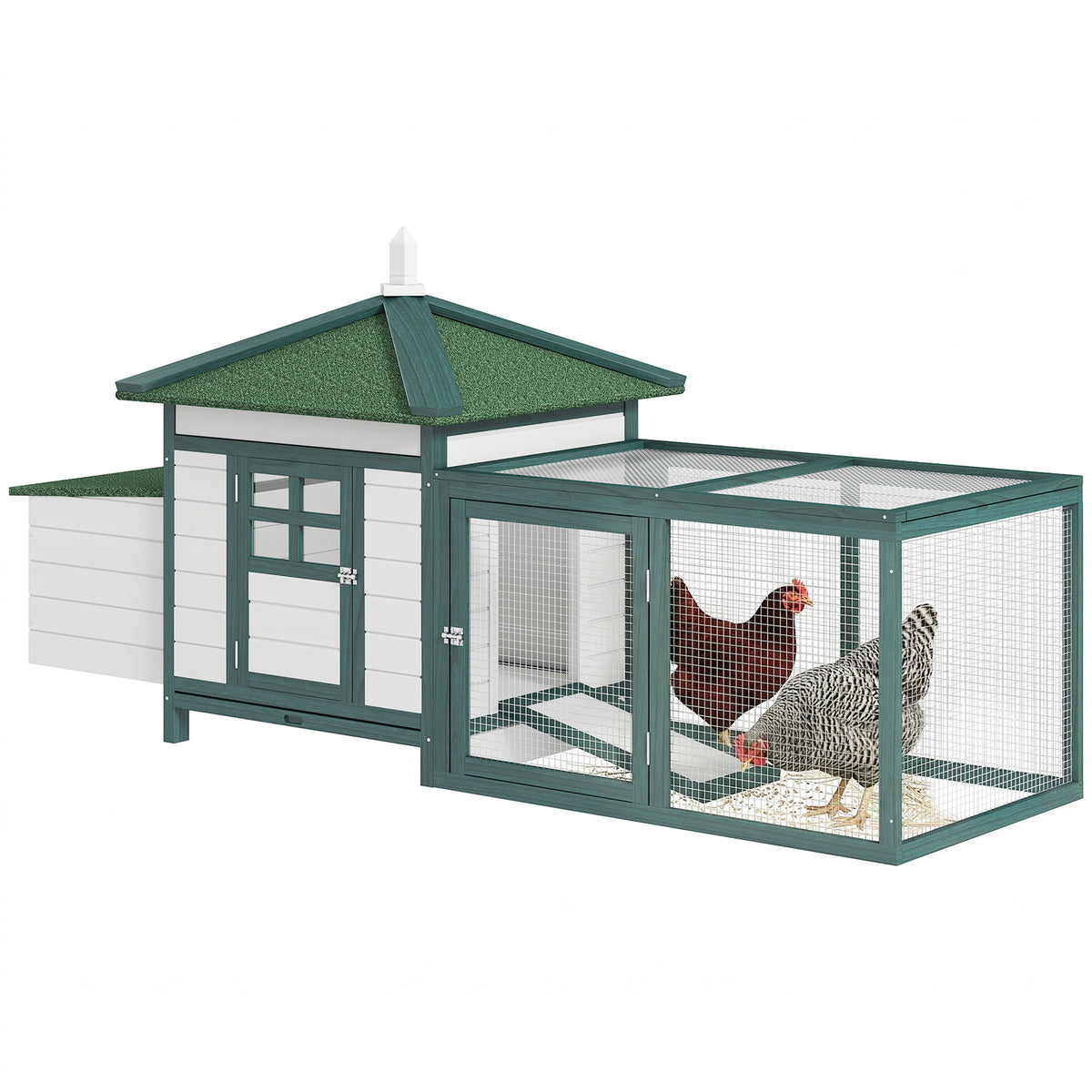 77" Chicken Coop Hen House Rabbit Hutch Poultry Cage Pen Outdoor Backyard with Nesting Box Run Natural – view 9