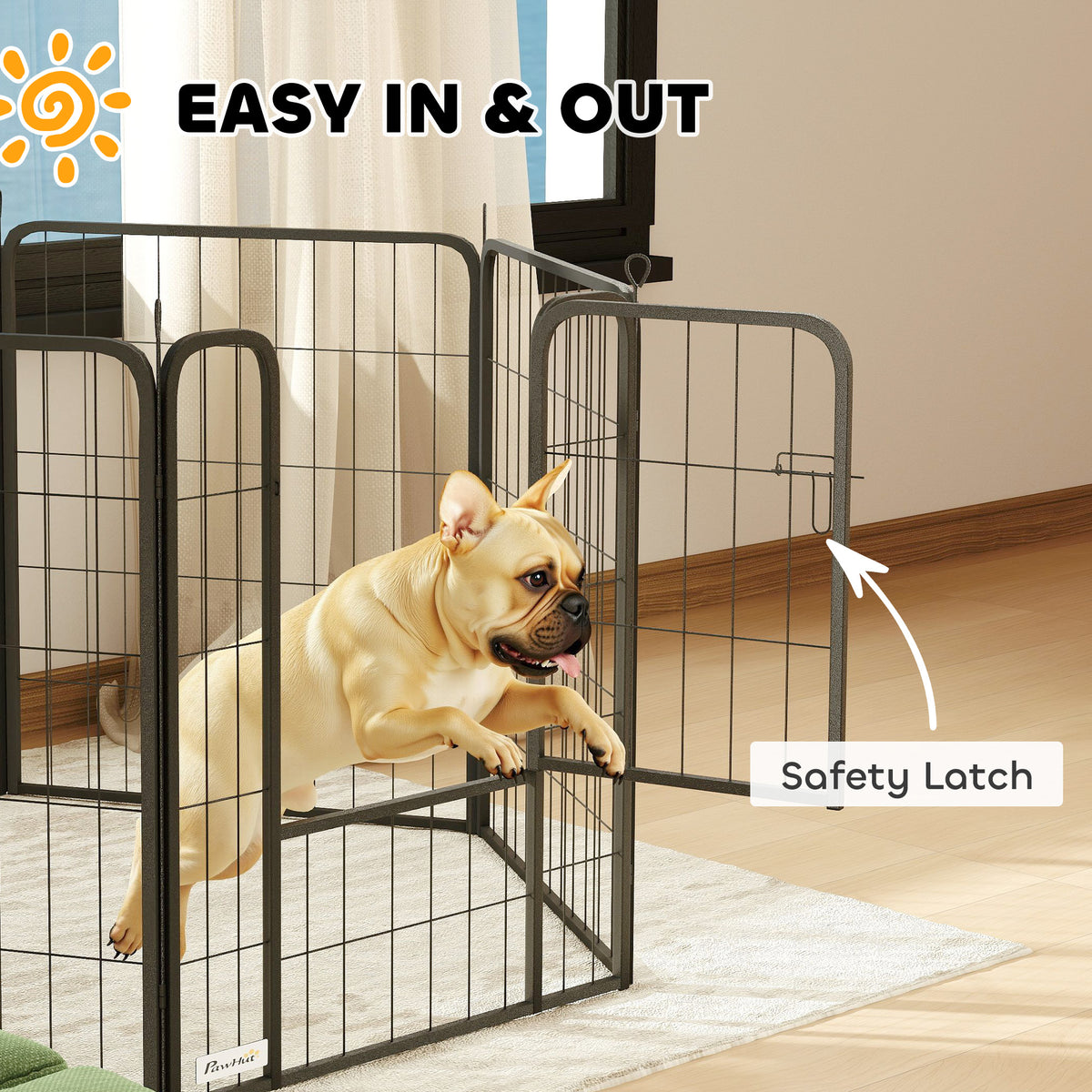 6 Panels Heavy Duty Dog Playpen Outdoor Indoor with Door & Strap, 24" Height Portable & Foldable Pet Playpen