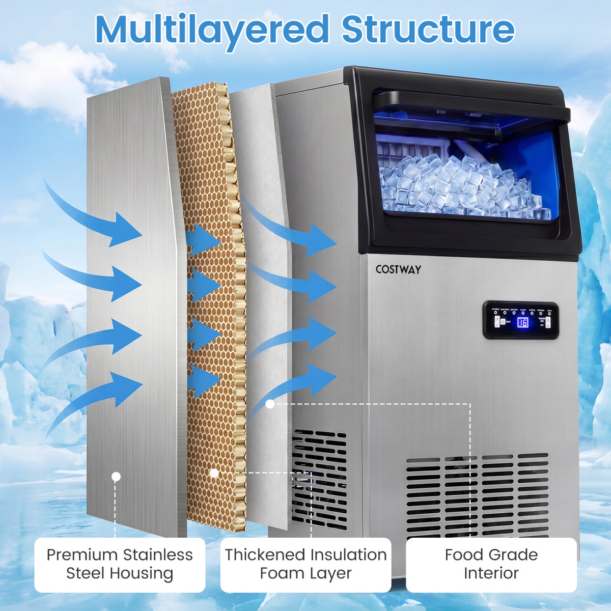 Stainless Steel Commercial Ice Maker 110 lbs/24H view 7