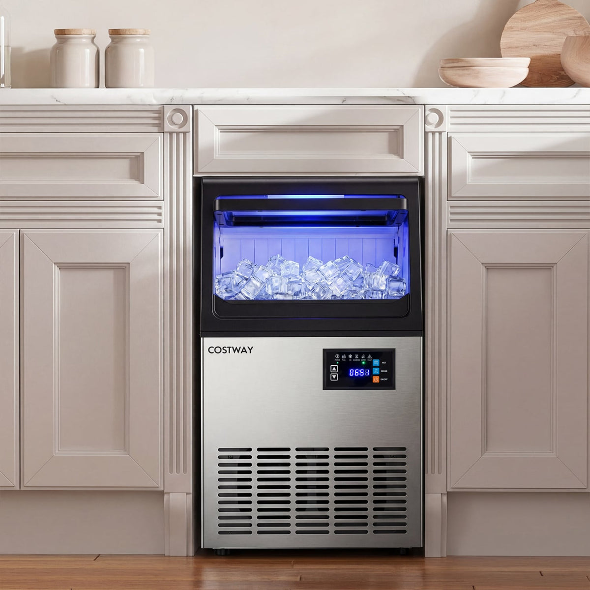 Stainless Steel Spary Ice Maker with 30 LBS Storage Capacity and 80 LBS Per Day view 2