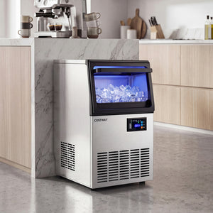 Stainless Steel Spary Ice Maker with 30 LBS Storage Capacity and 80 LBS Per Day view 3