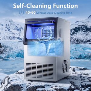 Stainless Steel Spary Ice Maker with 30 LBS Storage Capacity and 80 LBS Per Day view 9