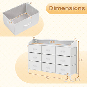 Storage Organizer with LED Lights and 9 Fabric Drawers for Bedroom-White view 5