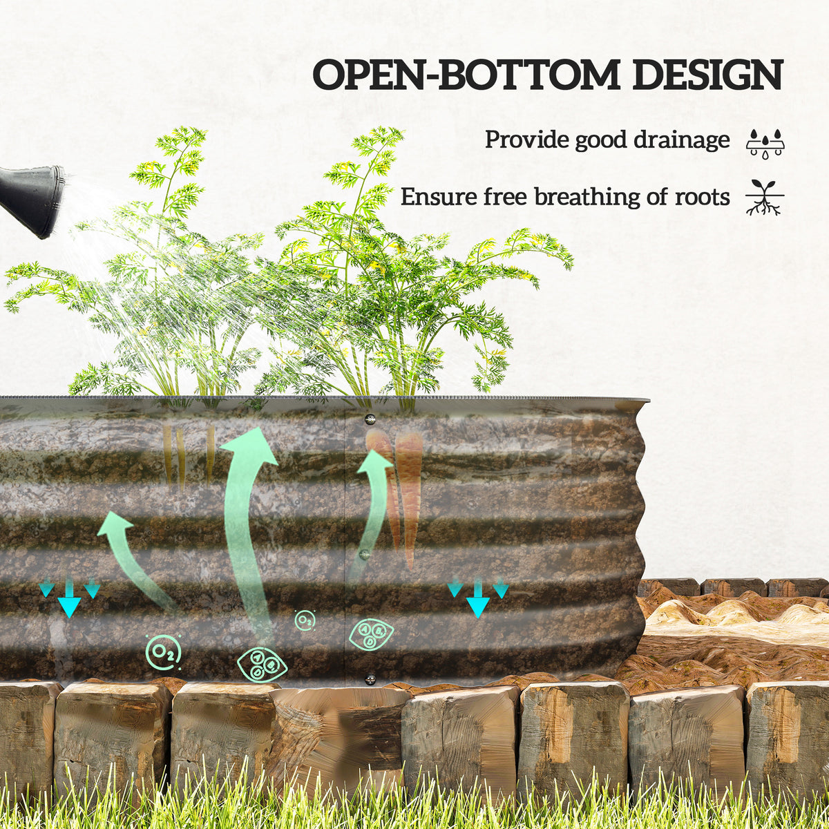 4.9 x 2 x 1ft Galvanized Raised Garden Bed Kit, Metal Planter Box with Safety Edging, Black – view 46