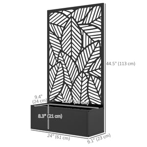 Metal Outdoor Privacy Screen with Raised Graden Bed, Privacy Panel and Planter Box, Wall-Mounted or Freestanding
