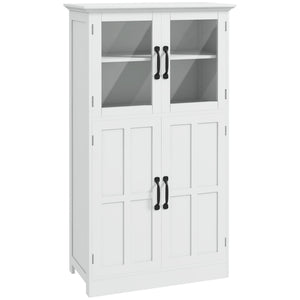 Modern Sideboard Cabinet, Freestanding Sideboards and Buffets with Glass Doors, 4-tier Shelving and Adjustable Shelves
