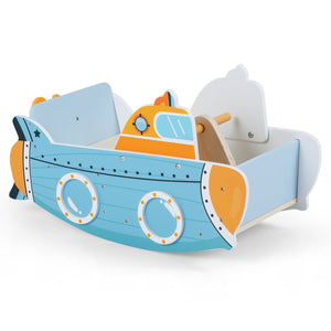 Submarine Wooden Climbing Toy with Rotating Propeller and Rocking Climber