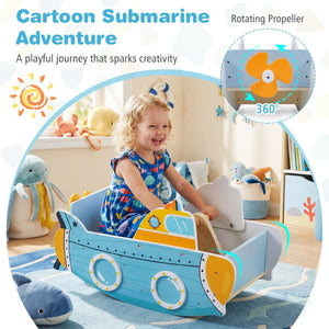 Submarine Wooden Climbing Toy with Rotating Propeller and Rocking Climber view 9