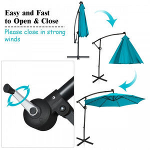 Summer Patio Luxury Bundle: 5-Pc Rattan Furniture Set, 8-in-1 Water Slide & 10ft LED Offset Umbrella view 6