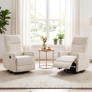 Swivel Rocking Chair 360° Nursery Reclining Rocker Armchair with Cushioned Back-Beige view 5
