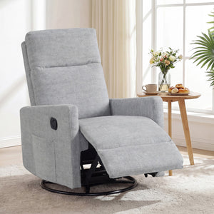 Swivel Rocking Chair 360° Nursery Reclining Rocker Armchair with Cushioned Back-Gray view 2