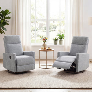 Swivel Rocking Chair 360° Nursery Reclining Rocker Armchair with Cushioned Back-Gray view 5