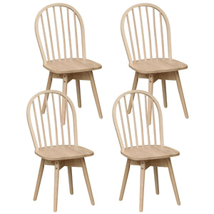 Swivel Windsor Dining Chairs Set of 4 with Solid Rubber Wood Frame-Natural