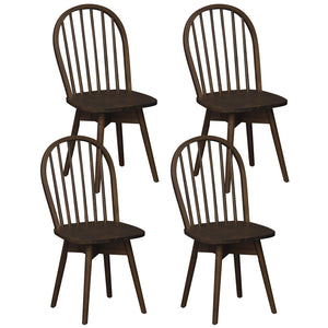 Swivel Windsor Dining Chairs Set of 4 with Solid Rubber Wood Frame-Walnut