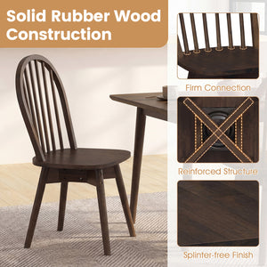 Swivel Windsor Dining Chairs Set of 4 with Solid Rubber Wood Frame-Walnut view 6