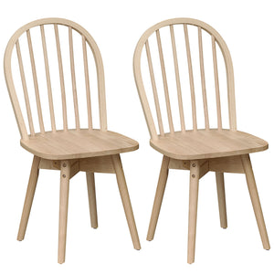 Swivel Windsor Dining Chairs Set of 2 with Solid Rubber Wood Frame-Natural